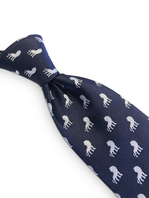 navy blue tie with lion print design